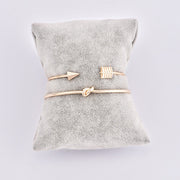 2PCS Vintage Gold Color Tie Knot Bracelet Bangles Simple Twist Cuff Open Bangles For Women Indian Jewelry Costume Jewellery