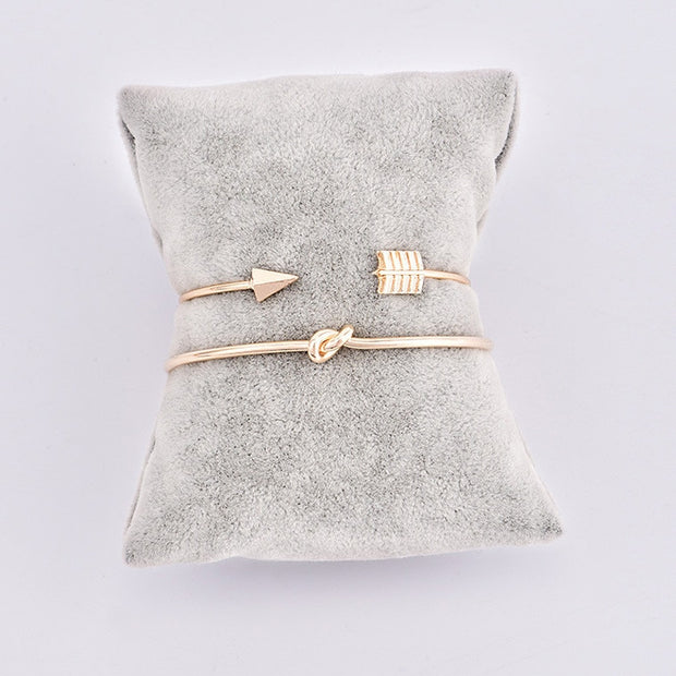 2PCS Vintage Gold Color Tie Knot Bracelet Bangles Simple Twist Cuff Open Bangles For Women Indian Jewelry Costume Jewellery