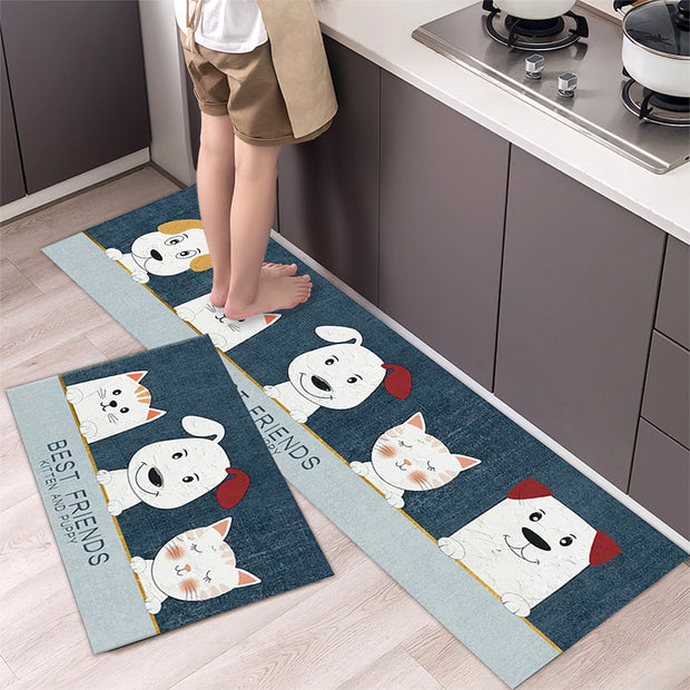 Cartoon Floor Mat Kitchen Strip Rug Simple
