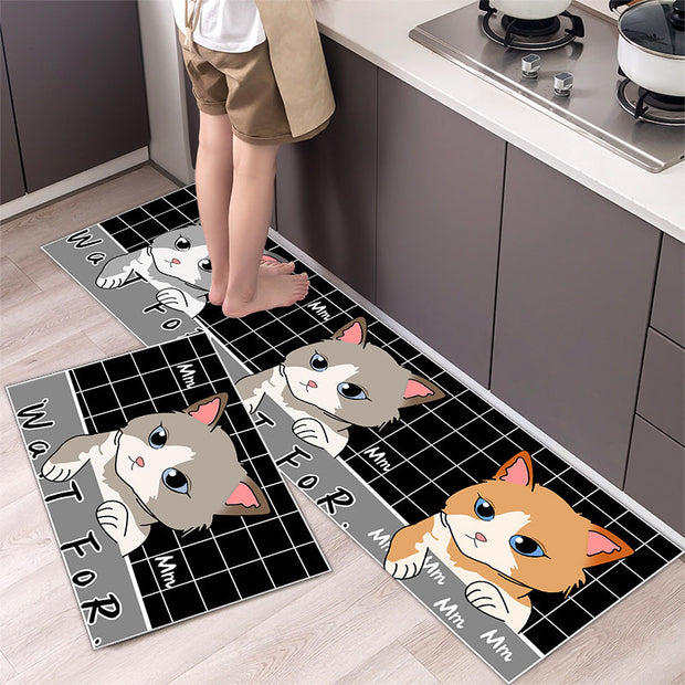 Cartoon Floor Mat Kitchen Strip Rug Simple