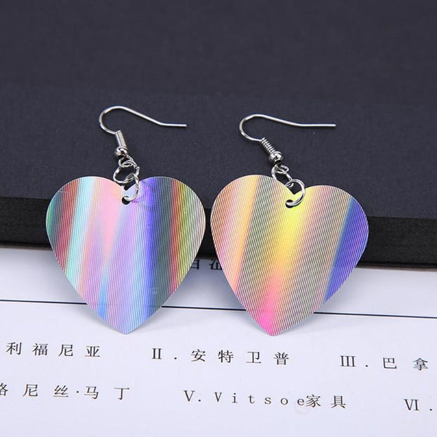 Trendy Sequin Big Heart Dangle Earrings for Women Love Jewelry Chic Silver Color Earing Long Love Jewellery