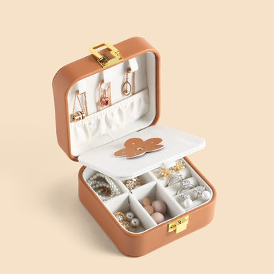 Casegrace PU Leather Mini Jewelry Box Organizer for Jewelry Earrings Necklace Ring Storage Casket Travel Portable Jewellery Case