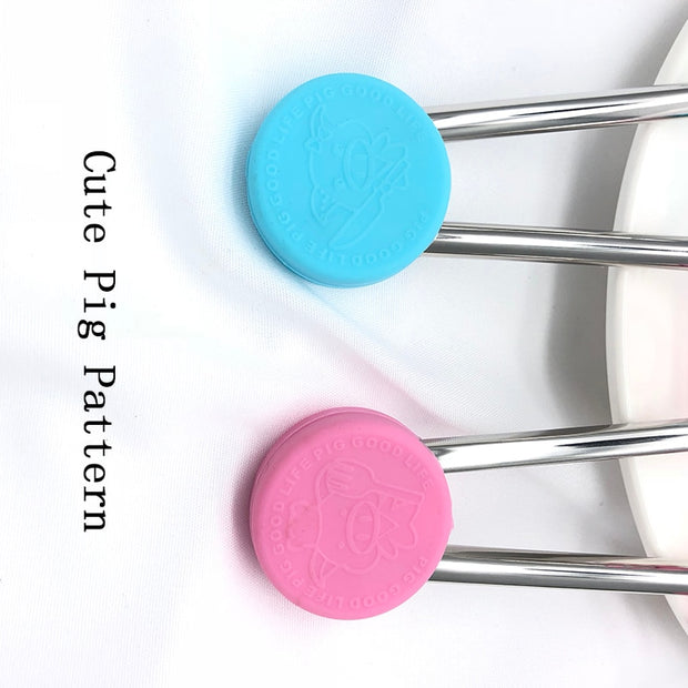 Learning Training Chopsticks Stainless Steel Chop Sticks For Child Enlightenment Cute Pig