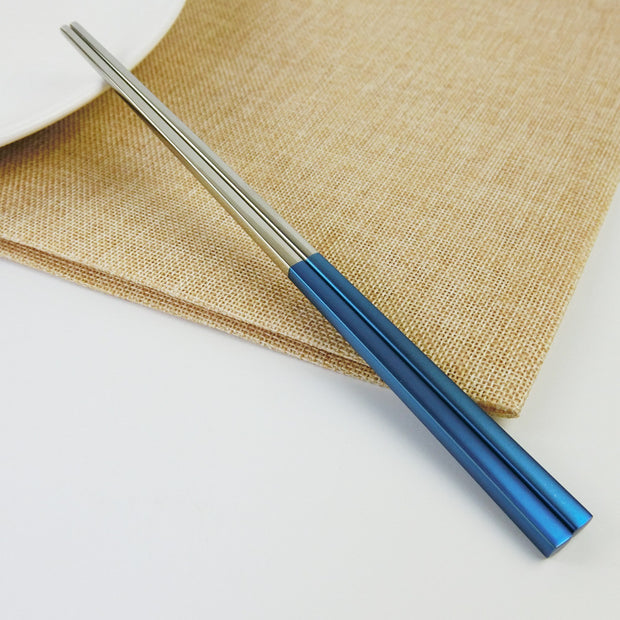 Non-Slip Stainless Steel Chopsticks 304 Portugal Same Tableware Square Hotel Chopsticks Set