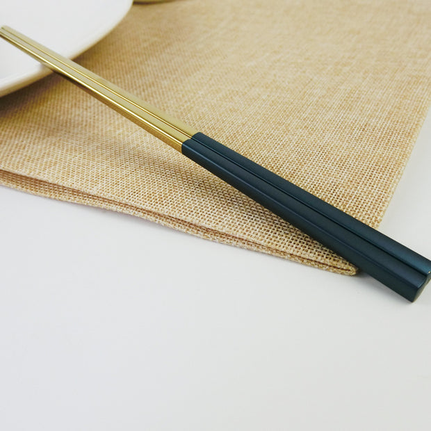 Non-Slip Stainless Steel Chopsticks 304 Portugal Same Tableware Square Hotel Chopsticks Set