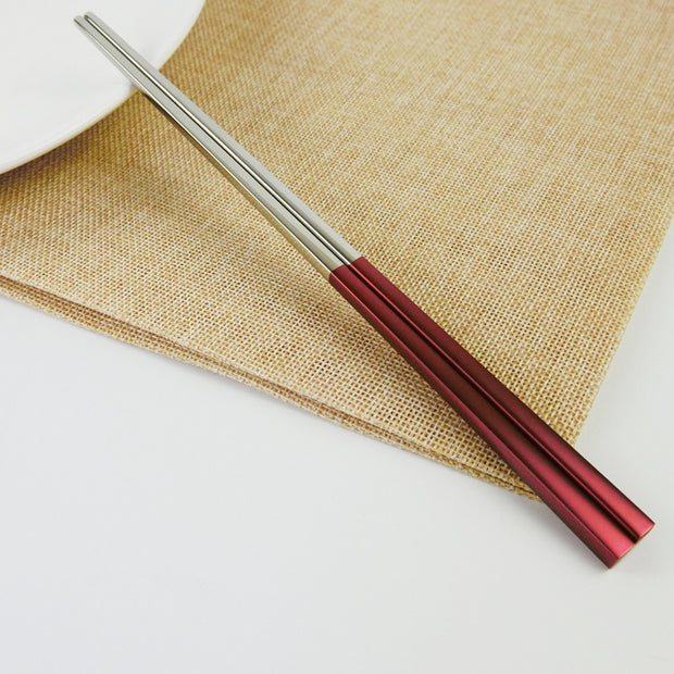 Non-Slip Stainless Steel Chopsticks 304 Portugal Same Tableware Square Hotel Chopsticks Set