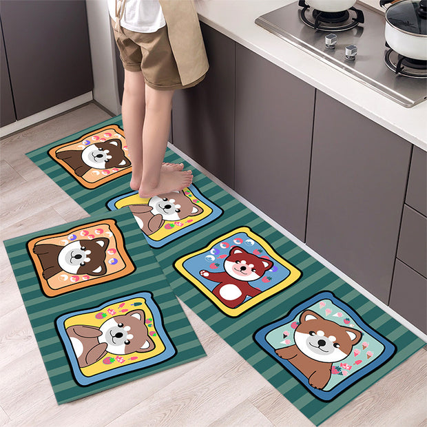 Cartoon Floor Mat Kitchen Strip Rug Simple