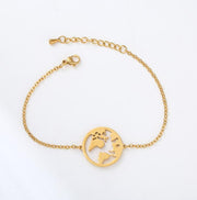 Chain Link World Map Bracelets & Bangles Jewelry Globe Bracelet Charm Travel Jewellery Gift Wanderlust Earth Bracelet