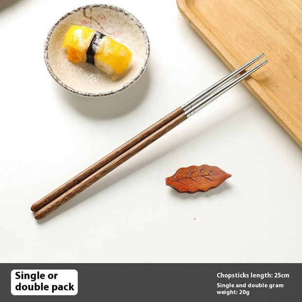 Creative Chicken Wings Wooden Chopsticks 304 Stainless Steel Chopsticks