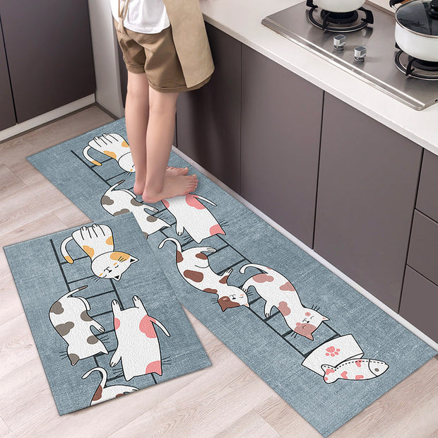 Cartoon Floor Mat Kitchen Strip Rug Simple