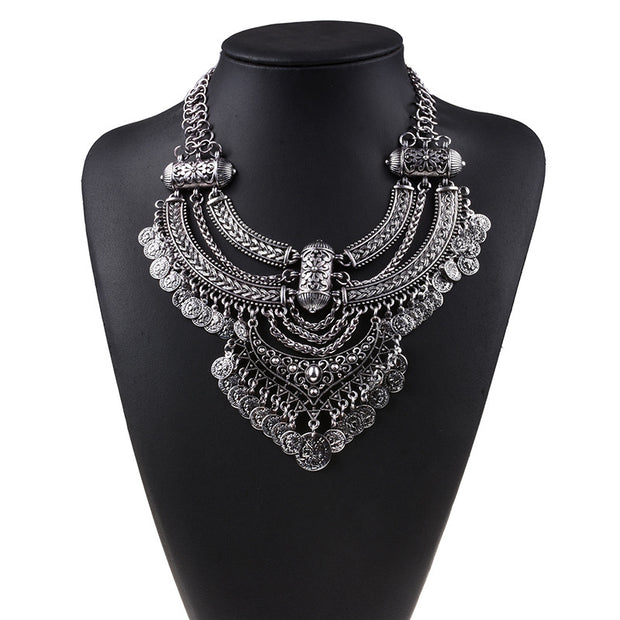 Ztech Collar Coin Necklace & Pendant Vintage Crystal Maxi Choker Statement Collier female Boho Big Fashion Women Jewellery Gifts