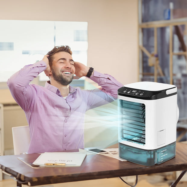 3-speed Portable Mini Air Cooler (900ML Tank) - Fan & Humidifier. For bedroom/office.