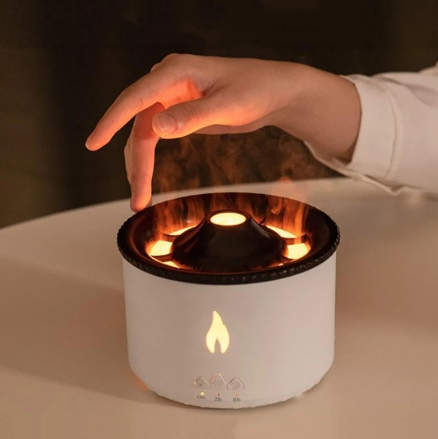 New creative simulation flame aromatherapy machine remote control spray jellyfish humidifier new spit ring humidifier