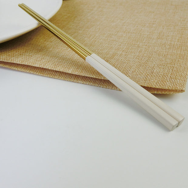 Non-Slip Stainless Steel Chopsticks 304 Portugal Same Tableware Square Hotel Chopsticks Set