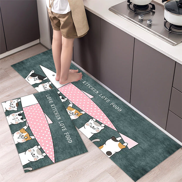 Cartoon Floor Mat Kitchen Strip Rug Simple