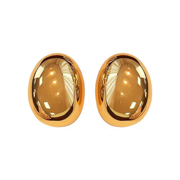 New Brass Teardrop Half Hollow Large Earrings Metal Smooth Ladies Jewellery