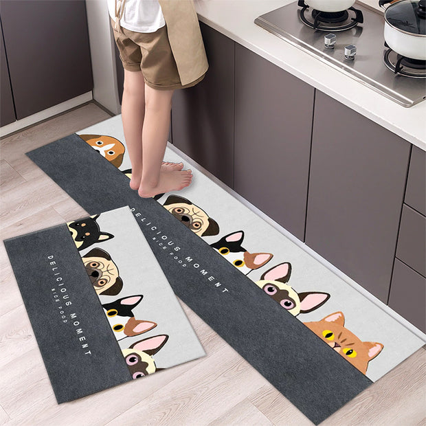 Cartoon Floor Mat Kitchen Strip Rug Simple