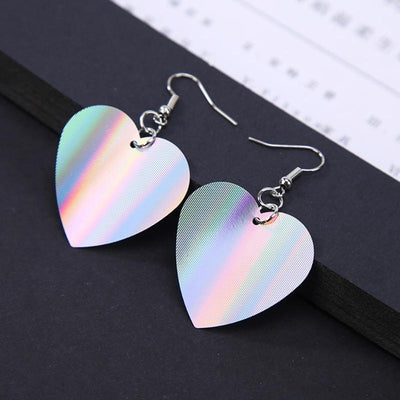 Trendy Sequin Big Heart Dangle Earrings for Women Love Jewelry Chic Silver Color Earing Long Love Jewellery