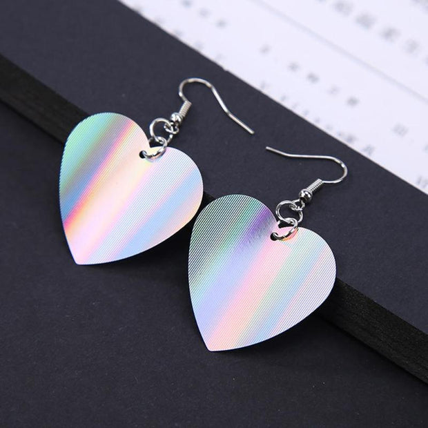 Trendy Sequin Big Heart Dangle Earrings for Women Love Jewelry Chic Silver Color Earing Long Love Jewellery