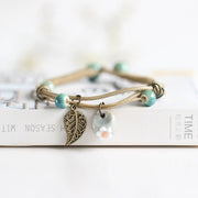 Ceramic Cute Flower Leaf Pattern Bracelets Handmade Vintage Boho Style Trendy jewellery