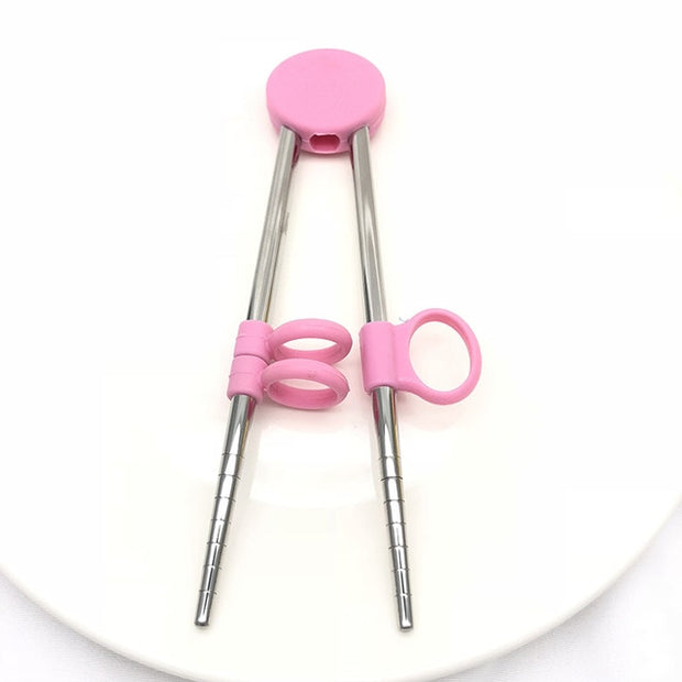 Learning Training Chopsticks Stainless Steel Chop Sticks For Child Enlightenment Cute Pig