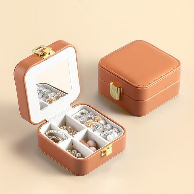 Casegrace PU Leather Mini Jewelry Box Organizer for Jewelry Earrings Necklace Ring Storage Casket Travel Portable Jewellery Case