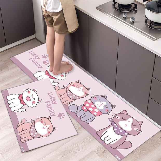 Cartoon Floor Mat Kitchen Strip Rug Simple