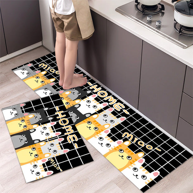 Cartoon Floor Mat Kitchen Strip Rug Simple