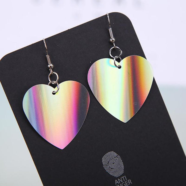 Trendy Sequin Big Heart Dangle Earrings for Women Love Jewelry Chic Silver Color Earing Long Love Jewellery