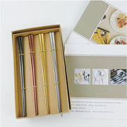 Non-Slip Stainless Steel Chopsticks 304 Portugal Same Tableware Square Hotel Chopsticks Set
