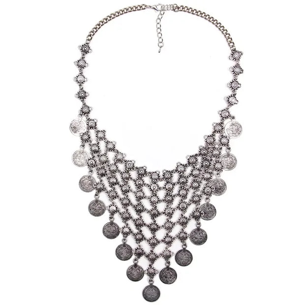 Ztech Collar Coin Necklace & Pendant Vintage Crystal Maxi Choker Statement Collier female Boho Big Fashion Women Jewellery Gifts