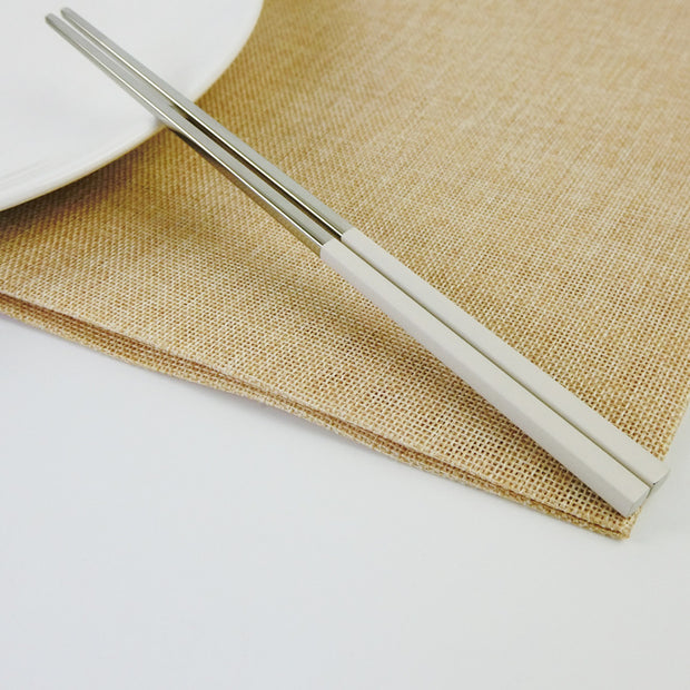 Non-Slip Stainless Steel Chopsticks 304 Portugal Same Tableware Square Hotel Chopsticks Set