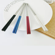 Non-Slip Stainless Steel Chopsticks 304 Portugal Same Tableware Square Hotel Chopsticks Set