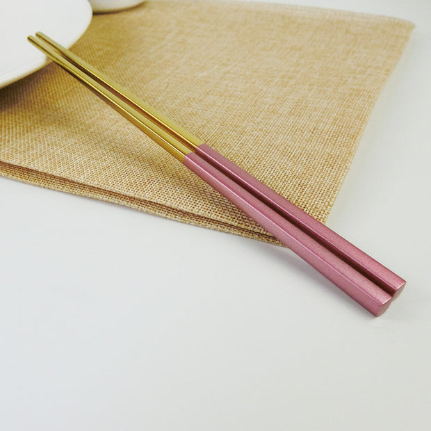 Non-Slip Stainless Steel Chopsticks 304 Portugal Same Tableware Square Hotel Chopsticks Set