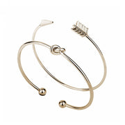 2PCS Vintage Gold Color Tie Knot Bracelet Bangles Simple Twist Cuff Open Bangles For Women Indian Jewelry Costume Jewellery
