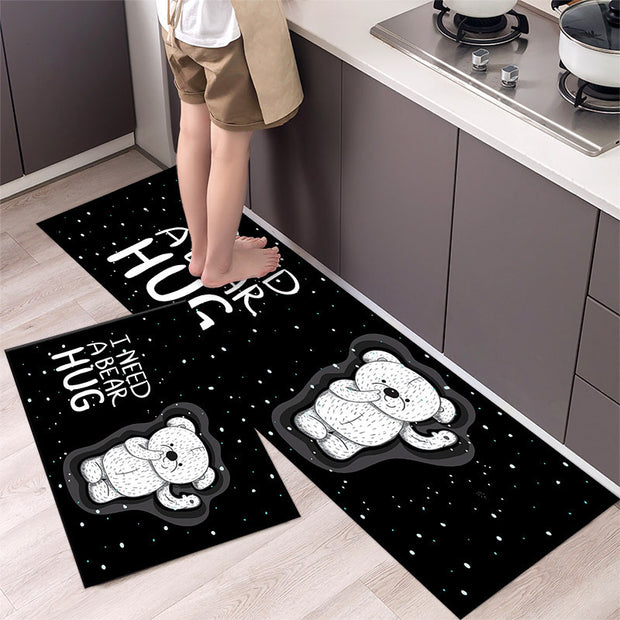 Cartoon Floor Mat Kitchen Strip Rug Simple