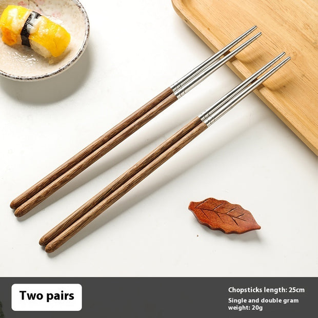 Creative Chicken Wings Wooden Chopsticks 304 Stainless Steel Chopsticks