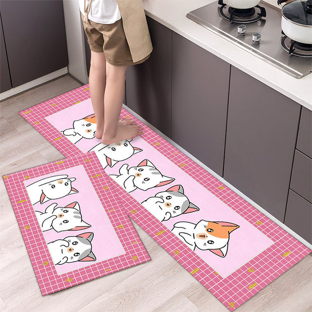 Cartoon Floor Mat Kitchen Strip Rug Simple