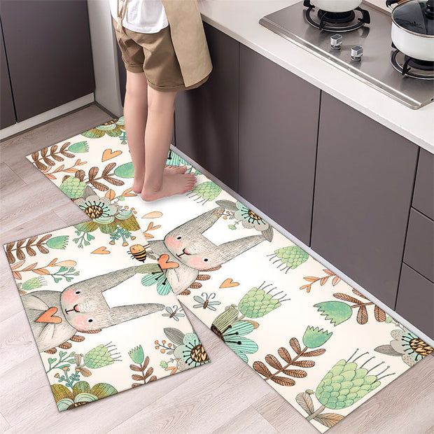 Cartoon Floor Mat Kitchen Strip Rug Simple