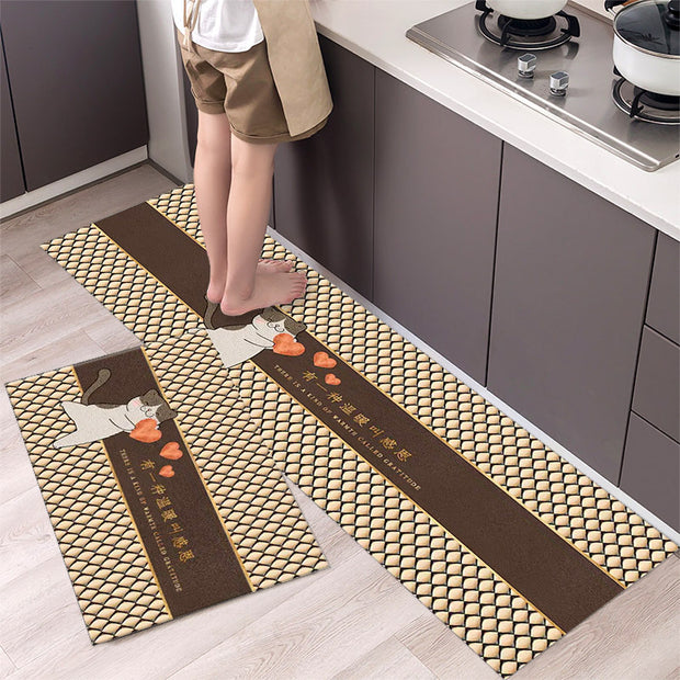 Cartoon Floor Mat Kitchen Strip Rug Simple
