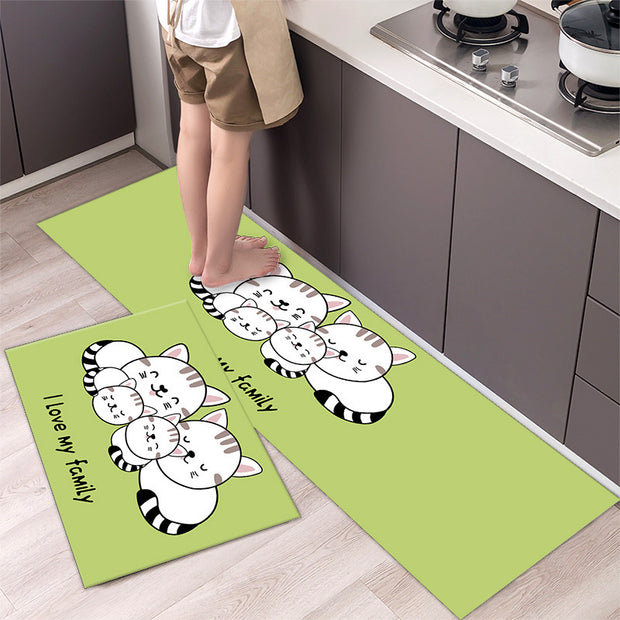 Cartoon Floor Mat Kitchen Strip Rug Simple