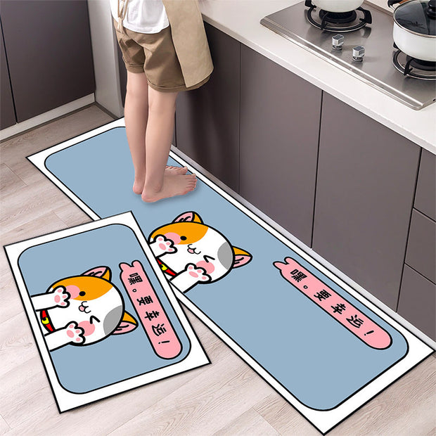Cartoon Floor Mat Kitchen Strip Rug Simple