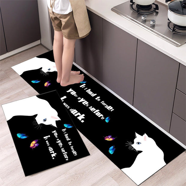 Cartoon Floor Mat Kitchen Strip Rug Simple