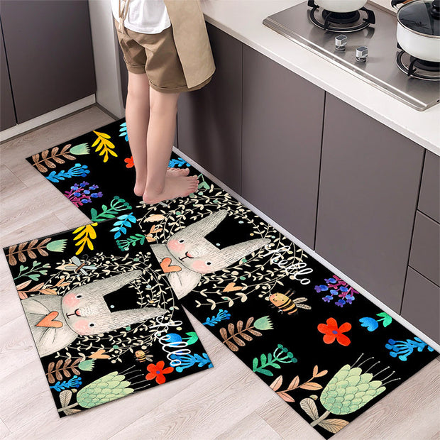 Cartoon Floor Mat Kitchen Strip Rug Simple